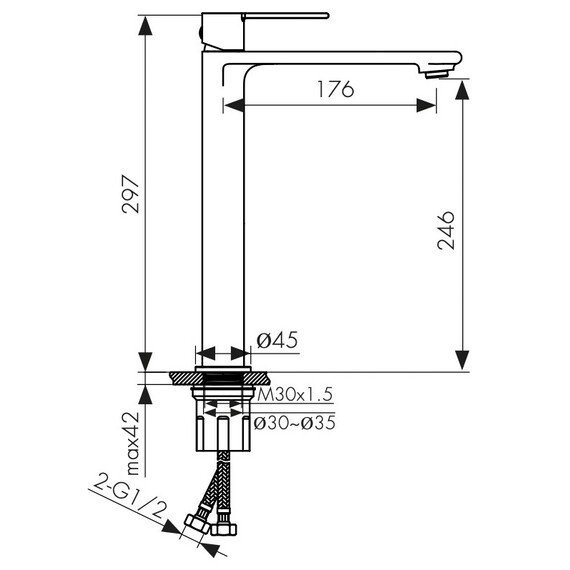 СМЕСИТЕЛЬ KAISER SERIO ДЛЯ РАКОВИНЫ BLACK MATT