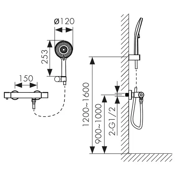 СМЕСИТЕЛЬ KAISER SERIO ДЛЯ ДУША С ТЕРМОСТАТОМ BRUSHED GOLD
