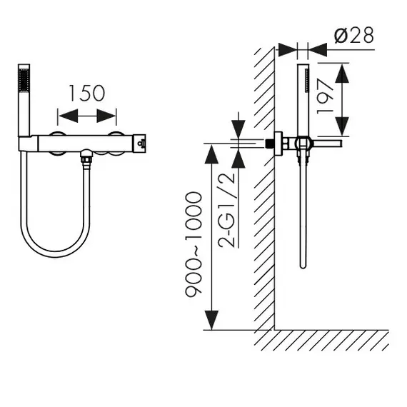 СМЕСИТЕЛЬ KAISER SERIO ДЛЯ ДУШЕВОЙ КАБИНЫ WHITE MATT