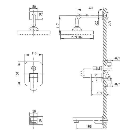 СМЕСИТЕЛЬ KAISER SONAT СКРЫТЫЙ МОНТАЖ ВЕРХНИЙ ДУШ И ИЗЛИВ СМЕСИТЕЛЬ KAISER SONAT СКРЫТЫЙ МОНТАЖ ВЕРХНИЙ ДУШ И ИЗЛИВ