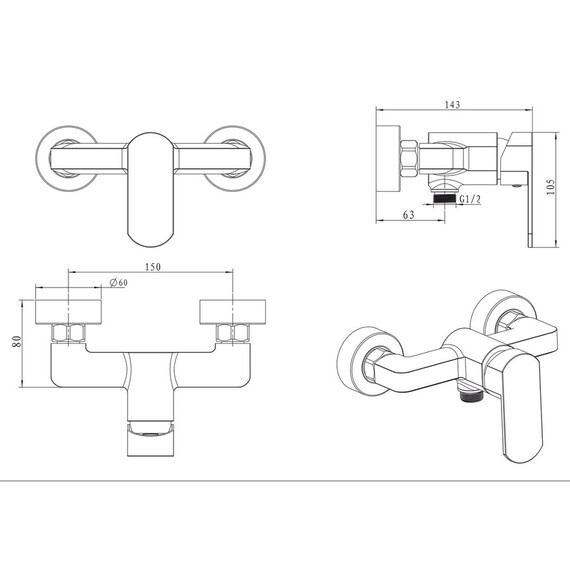 СМЕСИТЕЛЬ KAISER SONAT ДЛЯ ДУША БРОНЗА, РУЧКА ВЕРТИКАЛЬНАЯ