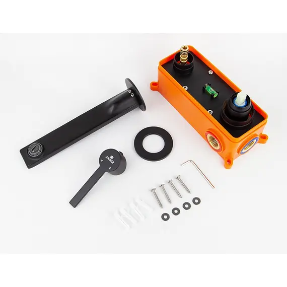 СМЕСИТЕЛЬ KAISER SERIO ДЛЯ РАКОВИНЫ НАСТЕННЫЙ СО ВСТРОЕННЫМ БЛОКОМ BLACK MATT