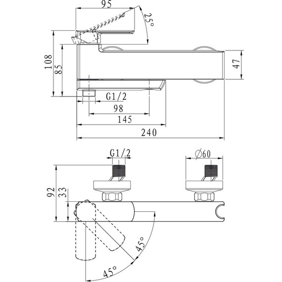 СМЕСИТЕЛЬ ДЛЯ ВАННЫ К/Н С ДУШЕМ KAISER SAGA