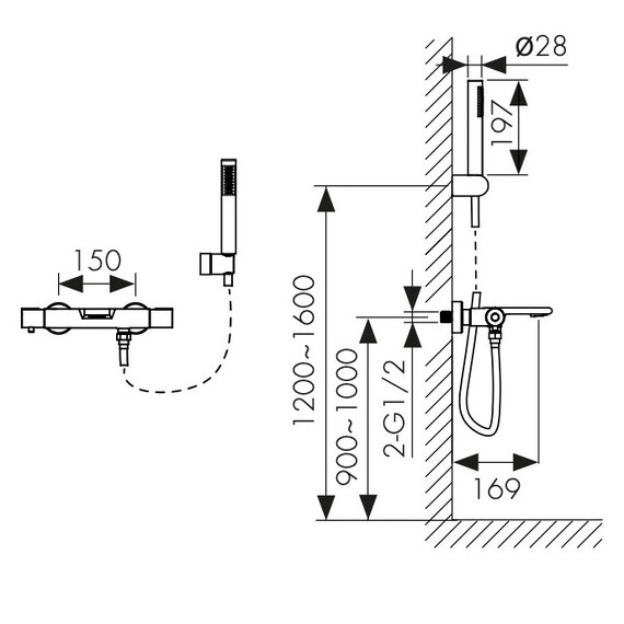 СМЕСИТЕЛЬ KAISER SERIO ДЛЯ ВАННЫ С ТЕРМОСТАТОМ WHITE MATT