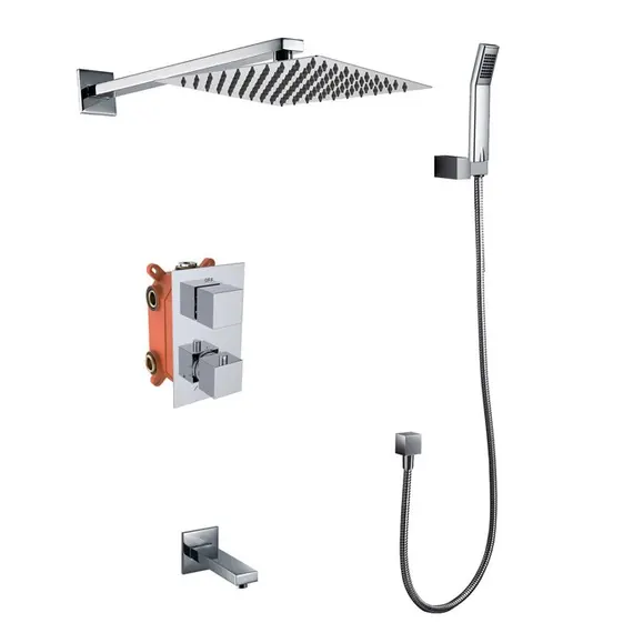 СМЕСИТЕЛЬ KAISER SONAT СКРЫТЫЙ МОНТАЖ ТЕРМОСТАТИЧЕСКИЙ С ИЗЛИВОМ, ВЕРХНЫМ И НИЖНИМ ДУШЕМ