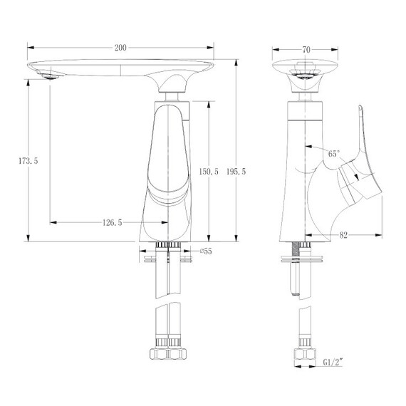 СМЕСИТЕЛЬ ДЛЯ РАКОВИНЫ БОКОВОЙ ОДНОРЫЧАЖНЫЙ KAISER MODERN