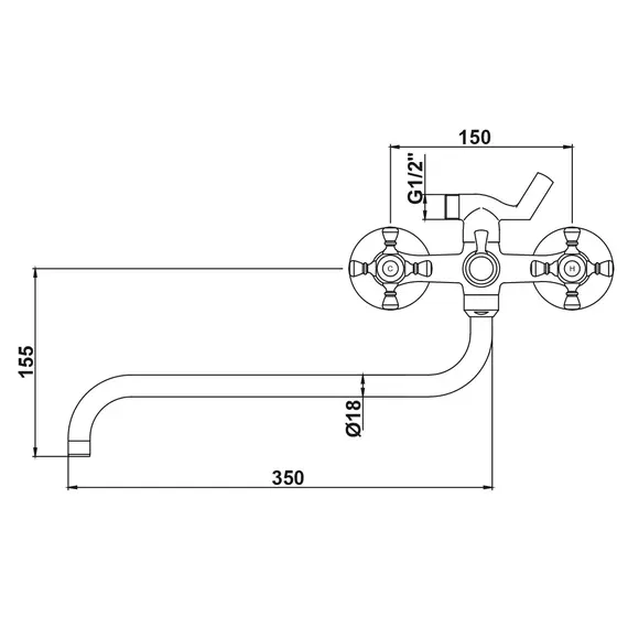 СМЕСИТЕЛЬ ДЛЯ ВАННЫ С ДУШЕМ KAISER GRACE 11070К