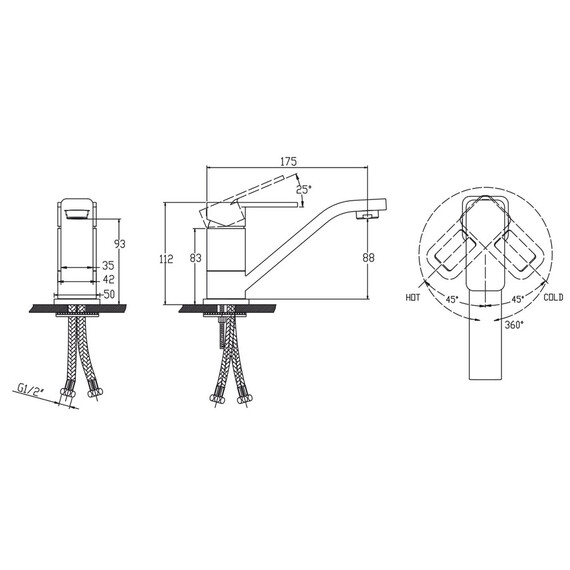 СМЕСИТЕЛЬ KAISER SHARP ДЛЯ РАКОВИНЫ  15СМ