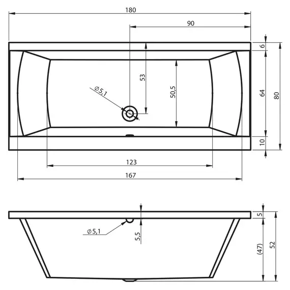 ВАННА АКРИЛОВАЯ RIHO JULIA 180X80