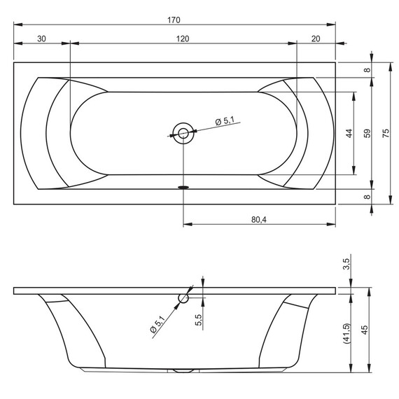 ВАННА АКРИЛОВАЯ RIHO LIMA 150X75