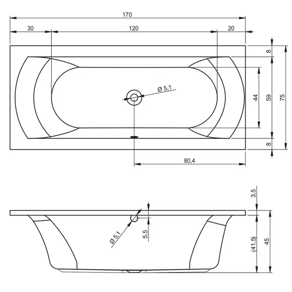 ВАННА АКРИЛОВАЯ RIHO LIMA 150X75