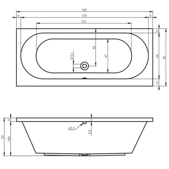 ВАННА АКРИЛОВАЯ RIHO CAROLINA 190X80