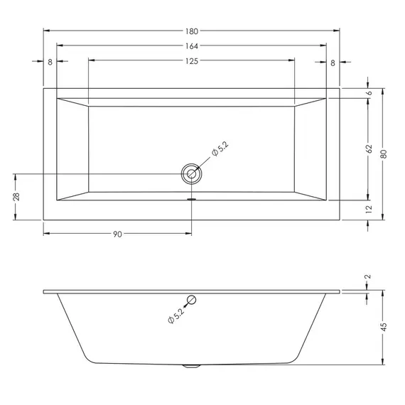ВАННА АКРИЛОВАЯ RIHO LUSSO WALL 180X80
