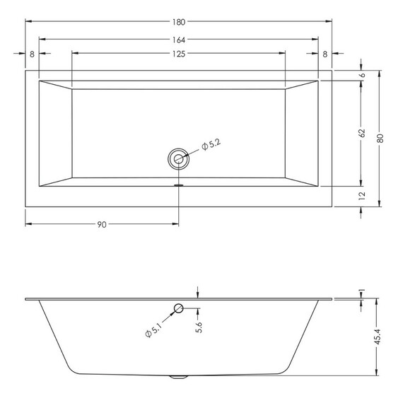 ВАННА АКРИЛОВАЯ RIHO LUGO WALL VELVET 180X80