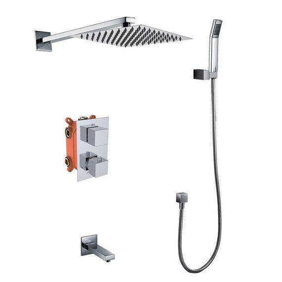 СМЕСИТЕЛЬ KAISER SONAT СКРЫТЫЙ МОНТАЖ ТЕРМОСТАТИЧЕСКИЙ С ИЗЛИВОМ, ВЕРХНЫМ И НИЖНИМ ДУШЕМ