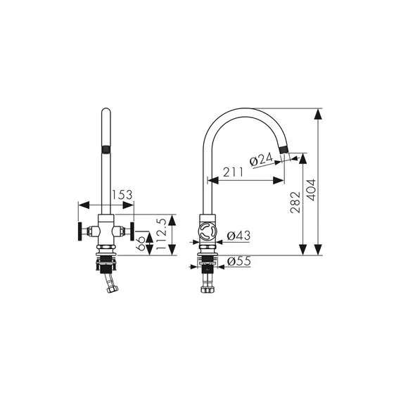 СМЕСИТЕЛЬ KAISER TOPAZ ДЛЯ КУХНИ 2-Х ВЕНТИЛЬНЫЙ "U"- ИЗЛИВ BLACK MATT