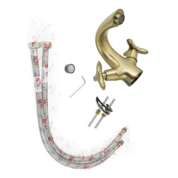 СМЕСИТЕЛЬ KAISER TRIO ДЛЯ РАКОВИНЫ КЕРАМИКА 3-Х ЛИСТНИК БРОНЗА