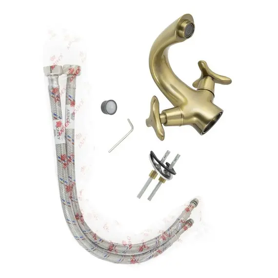 СМЕСИТЕЛЬ KAISER TRIO ДЛЯ РАКОВИНЫ КЕРАМИКА 3-Х ЛИСТНИК БРОНЗА