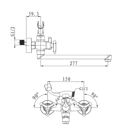 СМЕСИТЕЛЬ KAISER TRIO ДЛЯ ВАННЫ 3-ЛИСТНИК