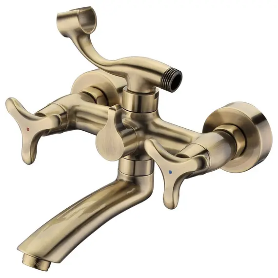 СМЕСИТЕЛЬ KAISER TRIO ДЛЯ ВАННЫ ИЗЛИВ 20 СМ КЕРАМИКА 3-ЛИСТНИК БРОНЗА