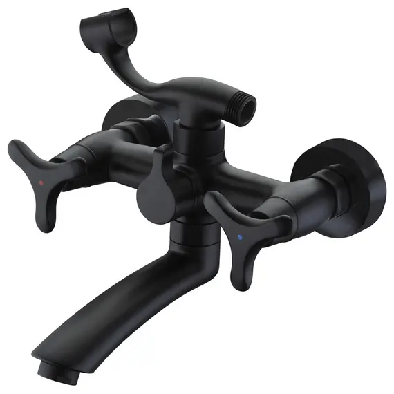 СМЕСИТЕЛЬ KAISER TRIO ДЛЯ ВАННЫ ИЗЛИВ-20 СМ КЕРАМИКА 3-ЛИСТНИК ЧЕРНЫЙ