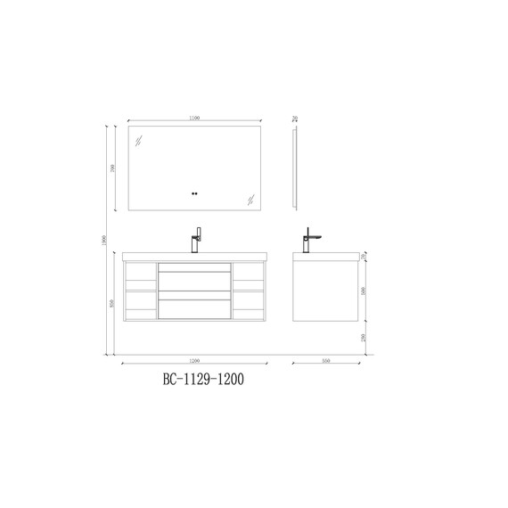 ТУМБА С РАКОВИНОЙ ORANS BC-1129-1200 ЦВЕТ: PU032 (1200X550X550)