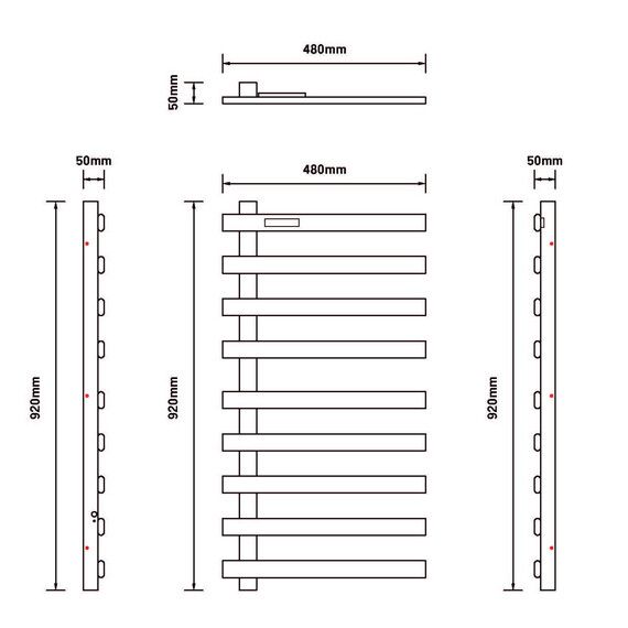 ПОЛОТЕНЦЕСУШИТЕЛЬ B&W N-355W-I MATT WHITE / WITH TOUCH CONTROLLER (920Х480X50)