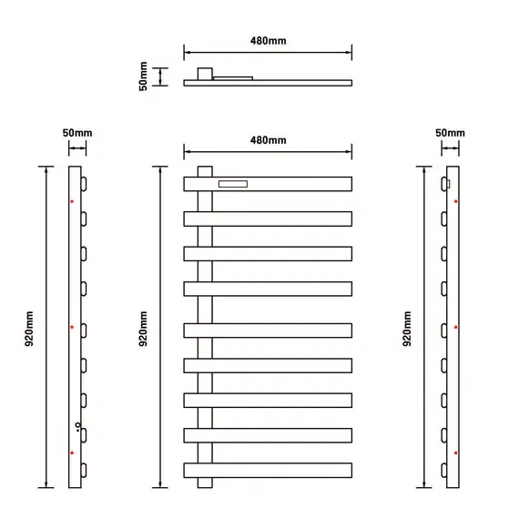 ПОЛОТЕНЦЕСУШИТЕЛЬ B&W N-355В-I MATT BLACK / WITH TOUCH CONTROLLER (920Х480X50)