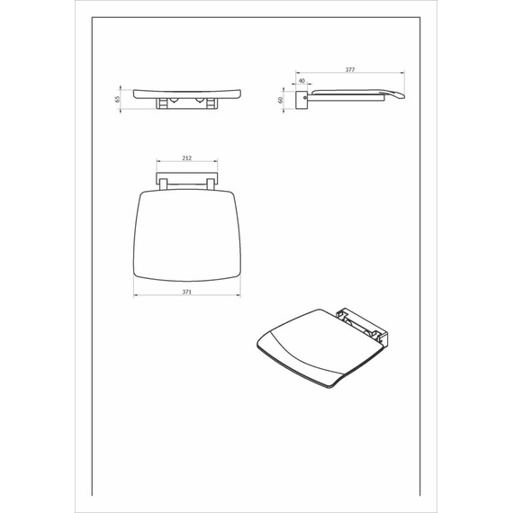 АКСЕССУАРЫ B&W SN-0393 СКЛАДНОЕ НАСТЕННОЕ СИДЕНЬЕ (380X370X70), ЦВЕТ RAL 7021