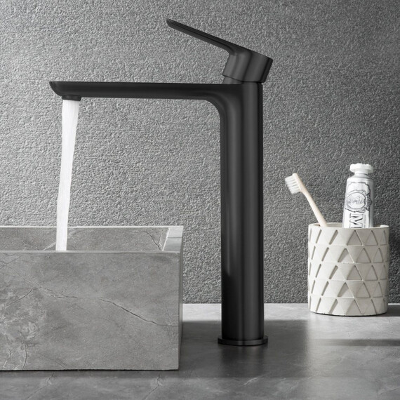 СМЕСИТЕЛЬ B&W UK8302B ДЛЯ РАКОВИНЫ ВЫСОКИЙ ЧЕРНЫЙ МАТОВЫЙ