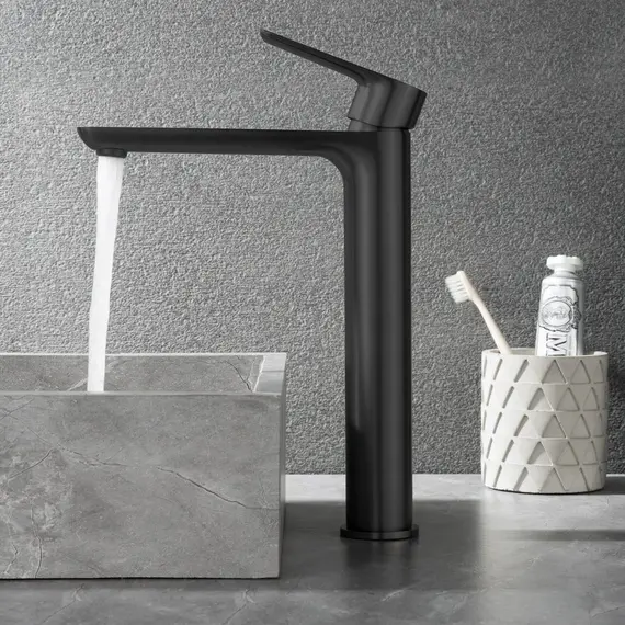 СМЕСИТЕЛЬ B&W UK8302B ДЛЯ РАКОВИНЫ ВЫСОКИЙ ЧЕРНЫЙ МАТОВЫЙ