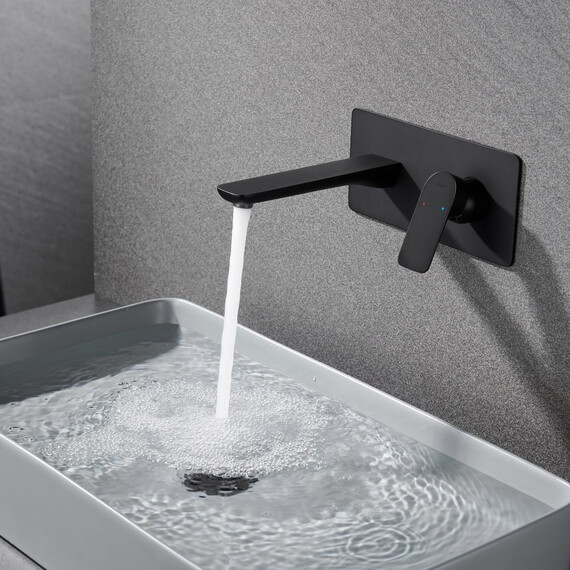 СМЕСИТЕЛЬ B&W UK8306B ДЛЯ РАКОВИНЫ ВСТРАИВАЕМЫЙ ЧЕРНЫЙ МАТОВЫЙ