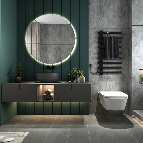 ПОЛОТЕНЦЕСУШИТЕЛЬ B&W N-355В-I MATT BLACK / WITH TOUCH CONTROLLER (920Х480X50)