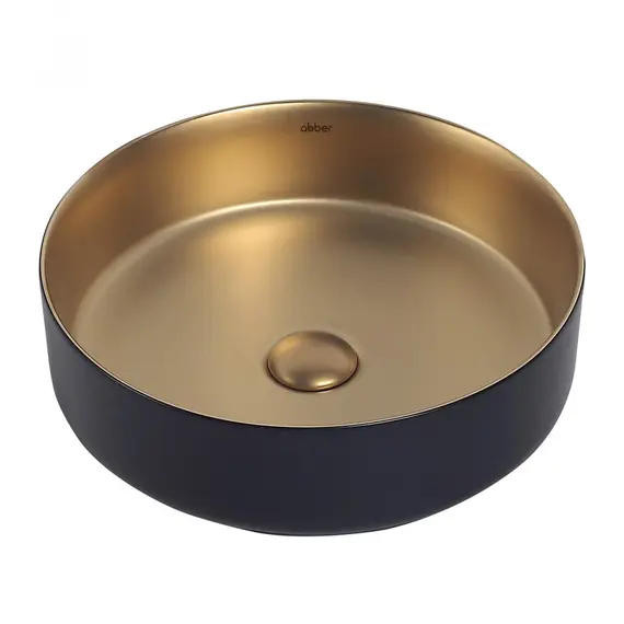 РАКОВИНА НАКЛАДНАЯ ABBER BEQUEM AC2109BG МАТОВОЕ ЗОЛОТО С ЧЕРНЫМ