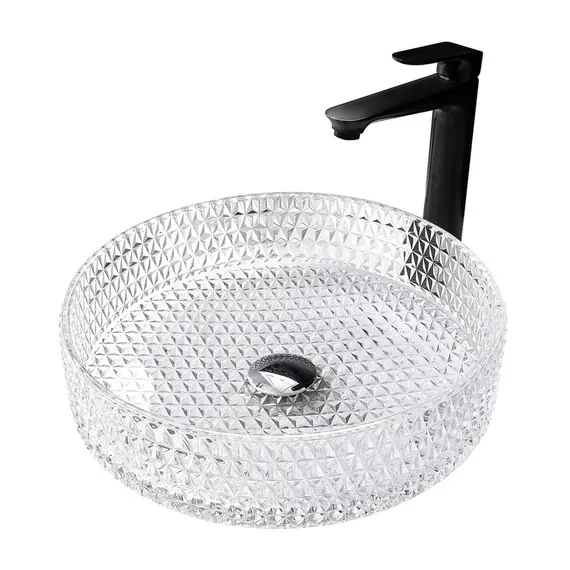 РАКОВИНА НАКЛАДНАЯ СТЕКЛЯННАЯ ABBER GLAS AK2301 ПРОЗРАЧНАЯ