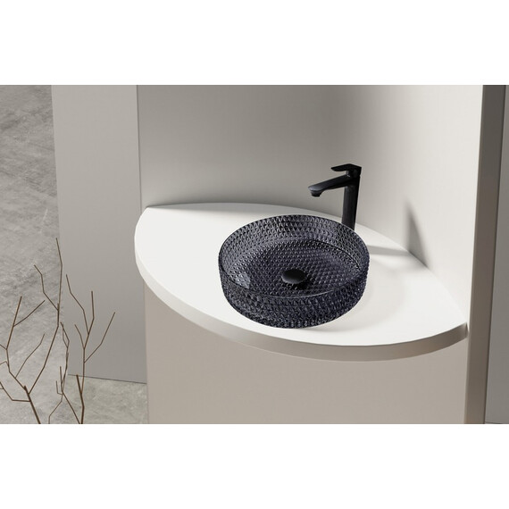 РАКОВИНА НАКЛАДНАЯ СТЕКЛЯННАЯ ABBER GLAS AK2301B ЧЕРНАЯ