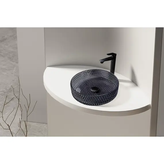 РАКОВИНА НАКЛАДНАЯ СТЕКЛЯННАЯ ABBER GLAS AK2301B ЧЕРНАЯ