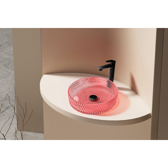 РАКОВИНА НАКЛАДНАЯ СТЕКЛЯННАЯ ABBER GLAS AK2301OR КРАСНАЯ