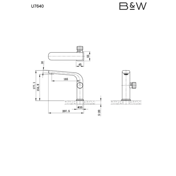 СМЕСИТЕЛЬ B&W U7640 ДЛЯ РАКОВИНЫ, ХРОМ