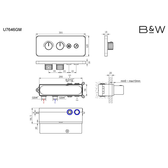 КОМПЛЕКТ ВСТРАИВАЕМОГО СМЕСИТЕЛЯ B&W U7646GM