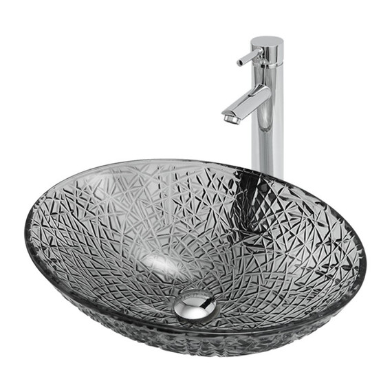 РАКОВИНА НАКЛАДНАЯ СТЕКЛЯННАЯ ABBER GLAS AK2303B ЧЕРНАЯ