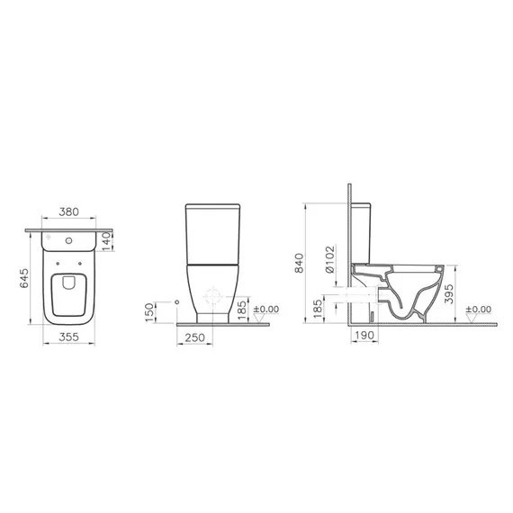 НАПОЛЬНЫЙ БЕЗОБОДКОВЫЙ УНИТАЗ VITRA POLAR, ДВУРЕЖИМНЫЙ МЕХАНИЗМ СМЫВА 3/6 Л, ДЮРОПЛАСТОВОЕ СИДЕНЬЕ МИКРОЛИФТ