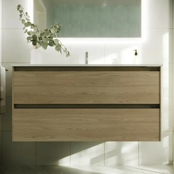 ТУМБА ПОДВЕСНАЯ SANCOS CENTO 990Х450Х500, C ДВУМЯ ЯЩИКАМИ ОСНАЩЕННЫМИ ДОВОДЧИКАМИ, КАРПАТСКАЯ ЕЛЬ, АРТ.CN100KE