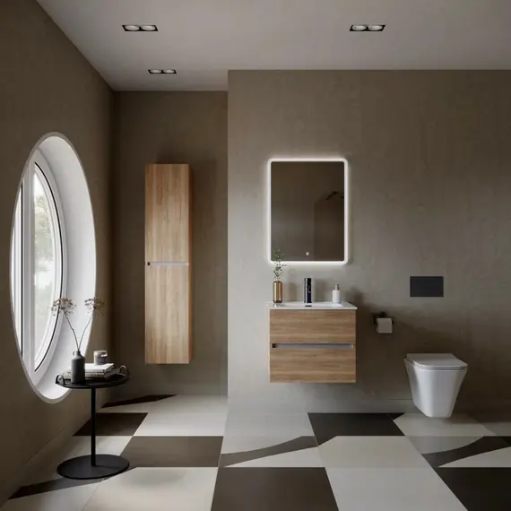 ТУМБА ПОДВЕСНАЯ SANCOS URBAN 590Х450Х550, C ДВУМЯ ЯЩИКАМИ ОСНАЩЕННЫМИ ДОВОДЧИКАМИ, ДУБ ГАЛИФАКС НАТУРАЛЬНЫЙ, АРТ. UR60EG