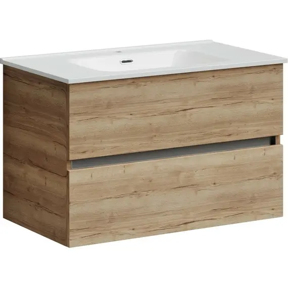 ТУМБА ПОДВЕСНАЯ SANCOS URBAN 790Х450Х550, C ДВУМЯ ЯЩИКАМИ ОСНАЩЕННЫМИ ДОВОДЧИКАМИ, ДУБ ГАЛИФАКС НАТУРАЛЬНЫЙ, АРТ. UR80EG