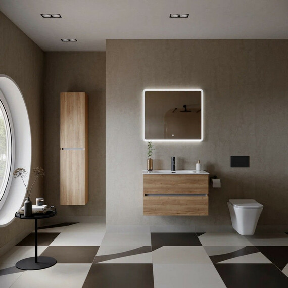 ТУМБА ПОДВЕСНАЯ SANCOS URBAN 790Х450Х550, C ДВУМЯ ЯЩИКАМИ ОСНАЩЕННЫМИ ДОВОДЧИКАМИ, ДУБ ГАЛИФАКС НАТУРАЛЬНЫЙ, АРТ. UR80EG