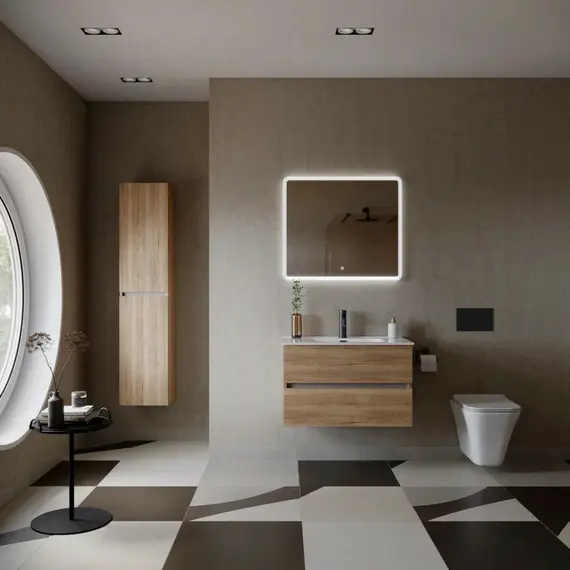 ТУМБА ПОДВЕСНАЯ SANCOS URBAN 790Х450Х550, C ДВУМЯ ЯЩИКАМИ ОСНАЩЕННЫМИ ДОВОДЧИКАМИ, ДУБ ГАЛИФАКС НАТУРАЛЬНЫЙ, АРТ. UR80EG