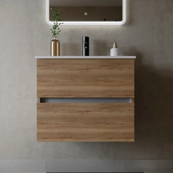 ТУМБА ПОДВЕСНАЯ SANCOS URBAN 790Х450Х550, C ДВУМЯ ЯЩИКАМИ ОСНАЩЕННЫМИ ДОВОДЧИКАМИ, ДУБ ГАЛИФАКС НАТУРАЛЬНЫЙ, АРТ. UR80EG