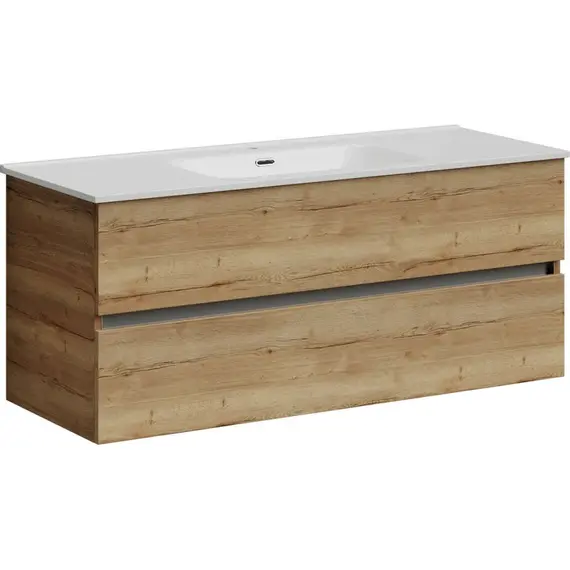 ТУМБА ПОДВЕСНАЯ SANCOS URBAN 1190Х450Х550, C ДВУМЯ ЯЩИКАМИ ОСНАЩЕННЫМИ ДОВОДЧИКАМИ, ДУБ ГАЛИФАКС НАТУРАЛЬНЫЙ, АРТ. UR120-1EG