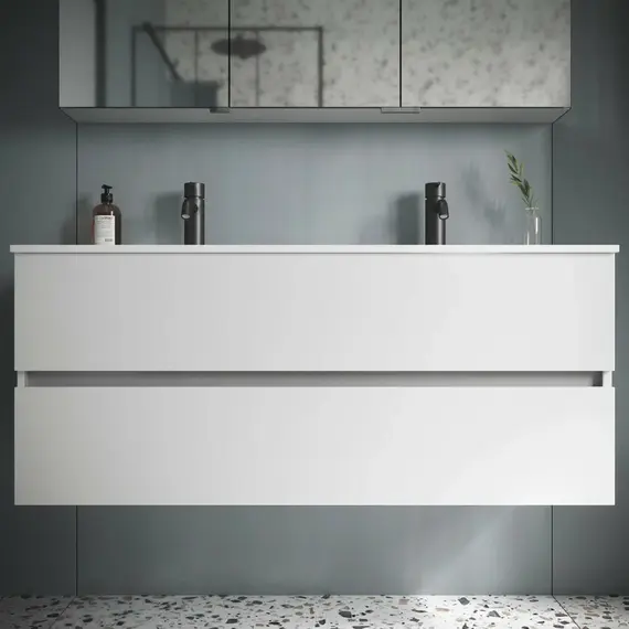 ТУМБА ПОДВЕСНАЯ SANCOS URBAN 1190Х450Х550, C ДВУМЯ ЯЩИКАМИ ОСНАЩЕННЫМИ ДОВОДЧИКАМИ, БЕЛЫЙ ГЛЯНЕЦ , АРТ. UR120-2W